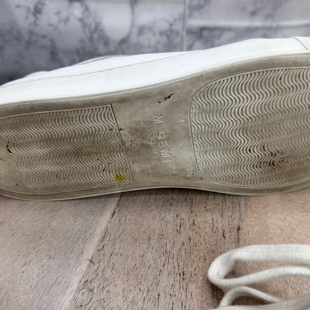M.Gemi Women’s White Leather Sneakers Size 40 Italian Made Low Top Shoes - Picture 6 of 13
